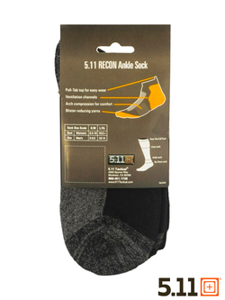Термоноски 5.11 Tactical RECON Ankle Sock. Чёрно-серый