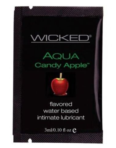 Лубрикант с ароматом сахарного яблока Wicked Aqua Candy Apple - 3 мл.