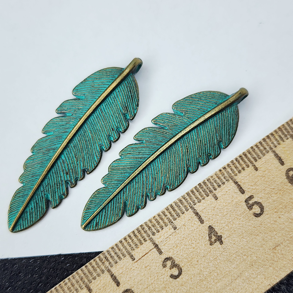 Подвеска лист, 45×19 мм, бижутерный сплав, штучно