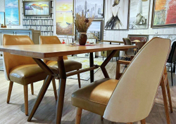 Стол RI010 Brass metal base & Light Grey Ash