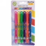 Маркер текстовыделитель, со скошенным концом 4 мм, 6 цветов, 13,5*1 см, упак, 10,5*20 см