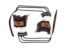 Комплект луз с выкатом RU-M1, скоба - латунь (лен, коричневая кожа, комбинированная) плетенка с логотипом