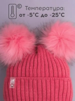 Шапка зимняя детская с помпонами и манишка