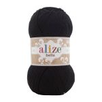 Пряжа Alize (Ализе) Bella 100 / уп.5 мот. по 100 г, 360м, 060 черный A