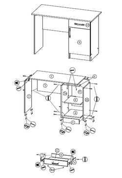 Стол рабочий 1 тумбовый ящик створка АНКОР, Милана, г. Уфа