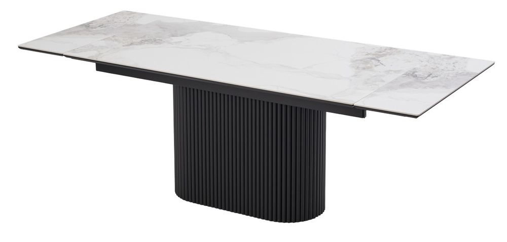 Стол М-City DISAUR Ария 160 Pandora Light, керамика, Черный каркас