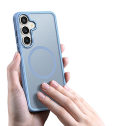 Прозрачный матовый чехол светло-голубого цвета с MagSafe от Dux Ducis для Samsung Galaxy S25 FE, серия Yind Series Case