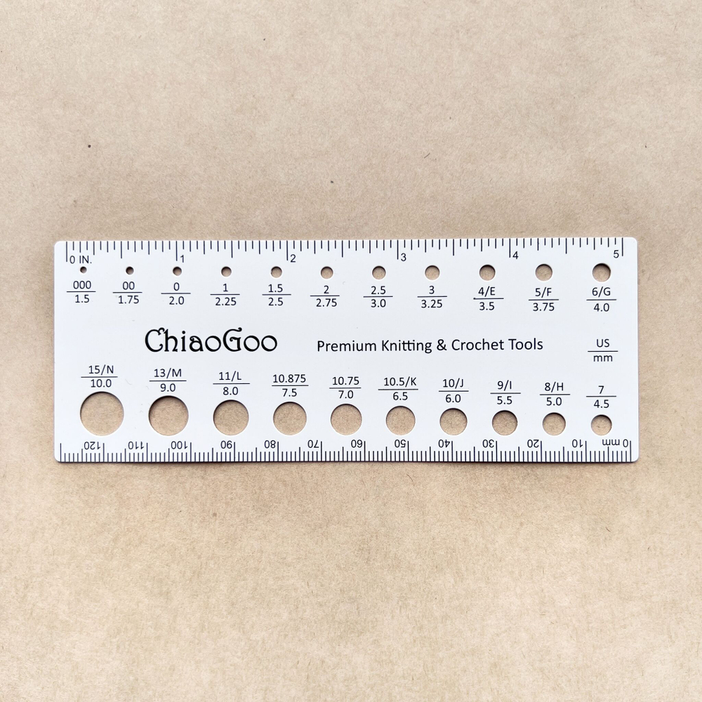 Линейка для определения размера спиц ChiaoGoo 1.5 мм -10мм