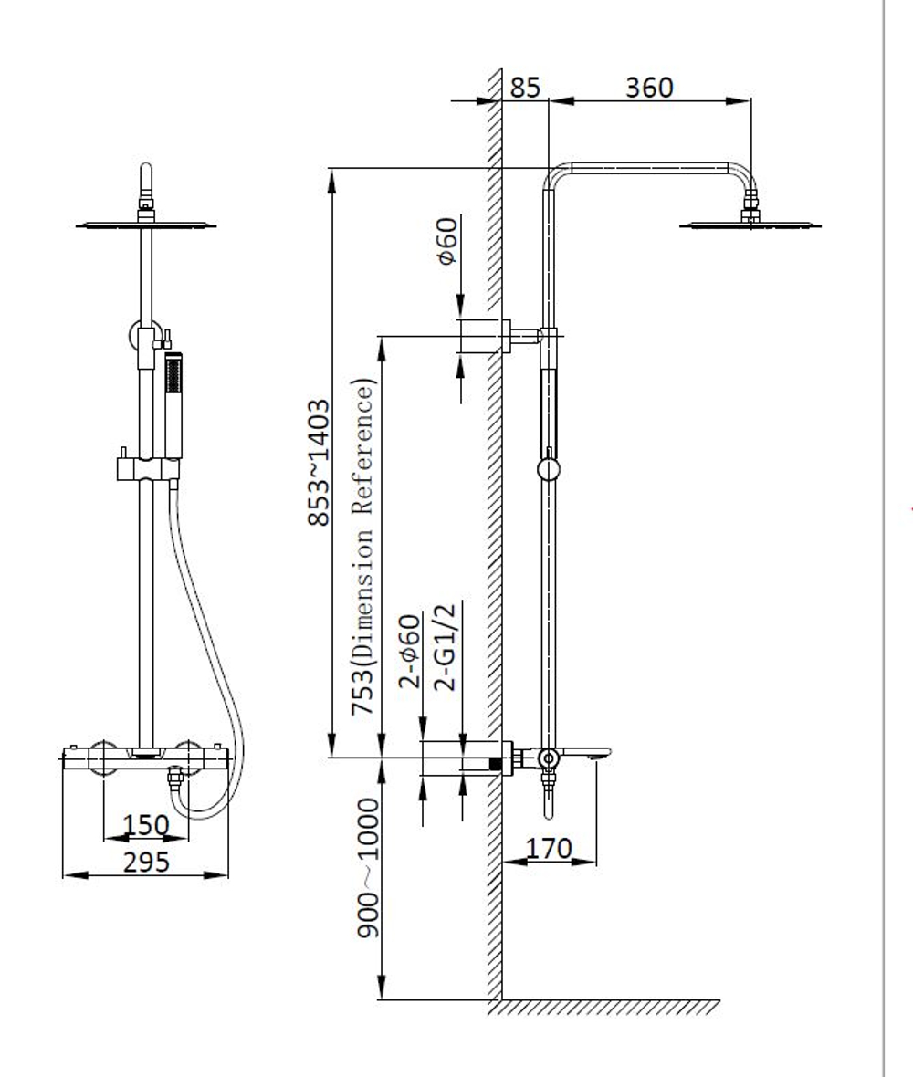 Душевая стойка Vincea Vogue VSFS-1V1TBG термостатическая, брашированное золото