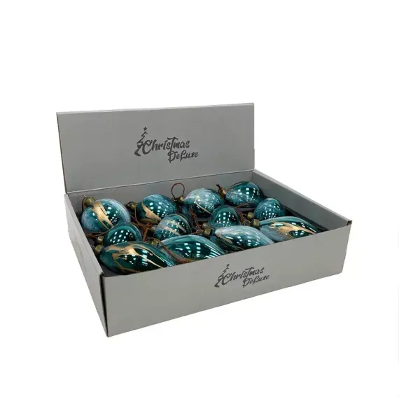 Набор стеклянных украшений Акварель бирюза 80 мм., 12 шт., Christmas DeLuxe (87202)