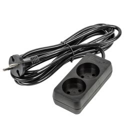 S-CU2-3 BLACK Удлинитель серии Ultra. шнур 3м.. 2 гнезда. 10A. б-з. Черный. TM Uniel