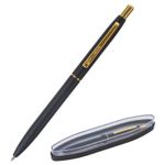 Ручка подарочная шариковая BRAUBERG Brioso, СИНЯЯ, корпус черный с золотистыми деталями, линия письма 0,5 мм, 143466