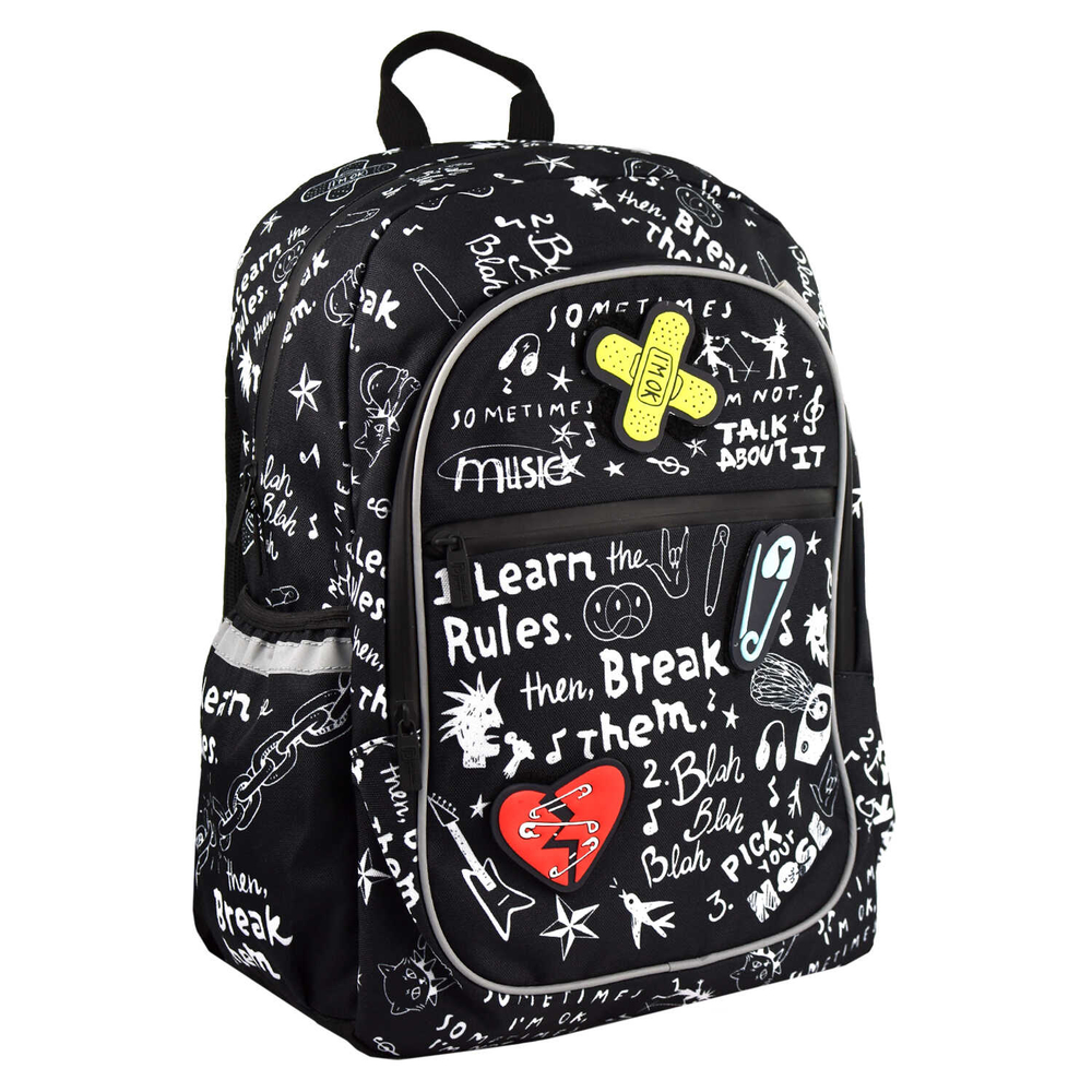 Рюкзак школьный, Феникс+, 30х43х14 см, полиэстер, аппликация из эластичной резинки, сублимационная печать, 1 отделение (-я)