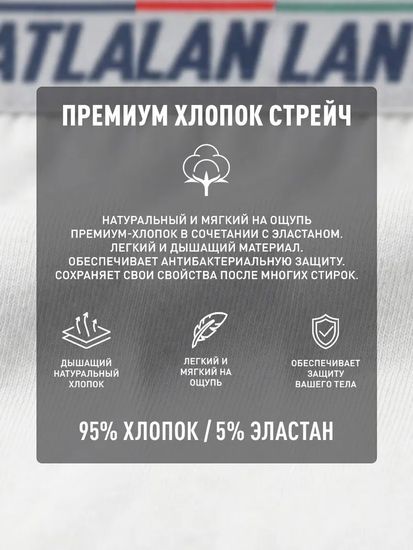Мужские трусы (3шт) слипы спорт Atlantic 3MP-219, хлопок, белый