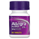 Allegra, Allergy 24 HR, не вызывает сонливость, 180 мг, 40 таблеток