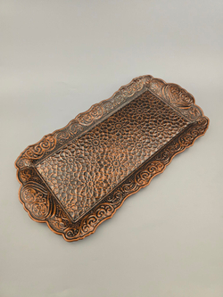 Поднос прямоугольный декоративный 35*18 "Цветок" металлический /ACAR. Турция (серебристый)