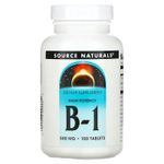 Source Naturals, витамин B1 с высокой эффективностью, 100 таблеток
