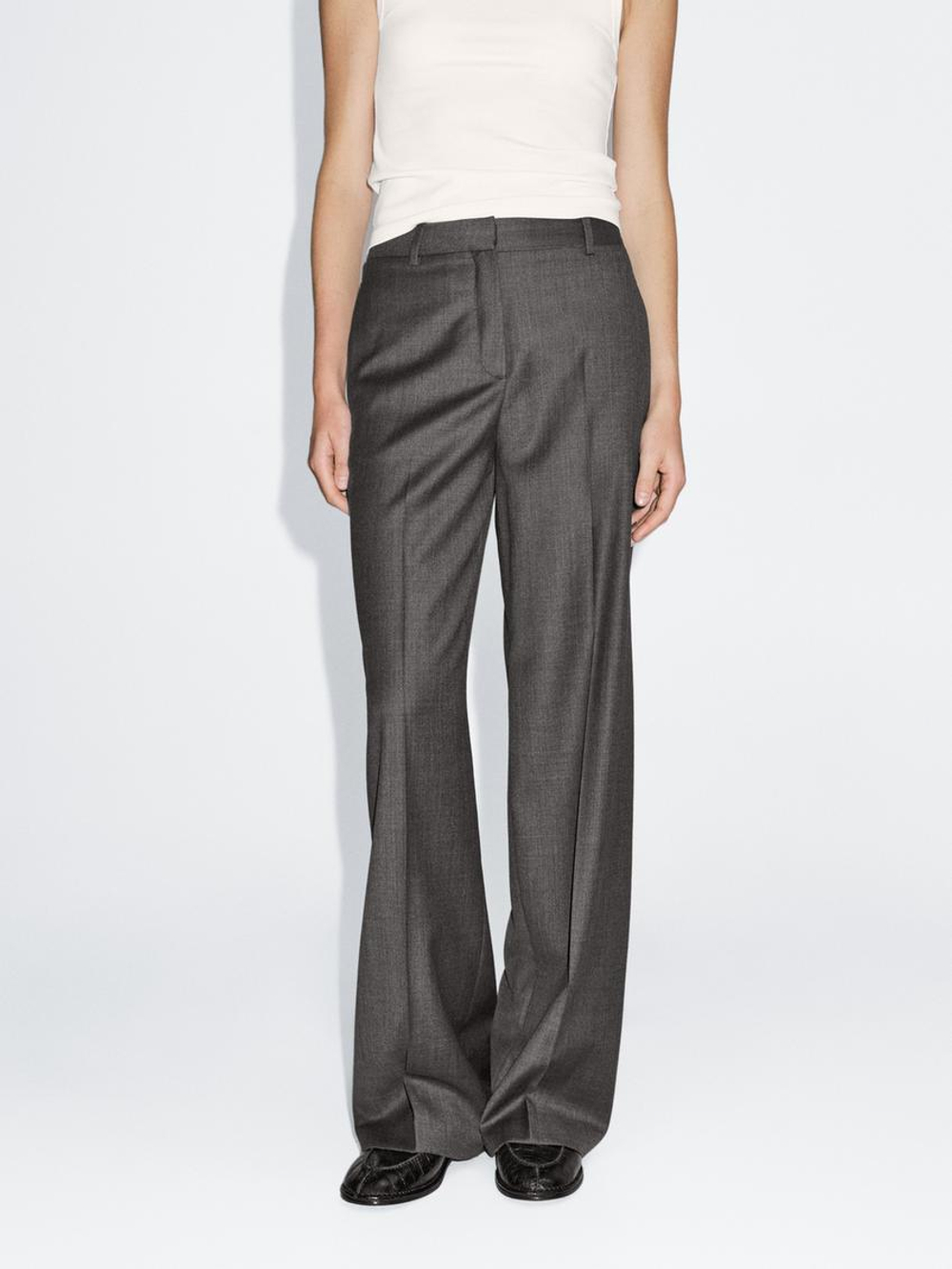 Massimo Dutti Широкие брюки из 100% шерсти, коричневый