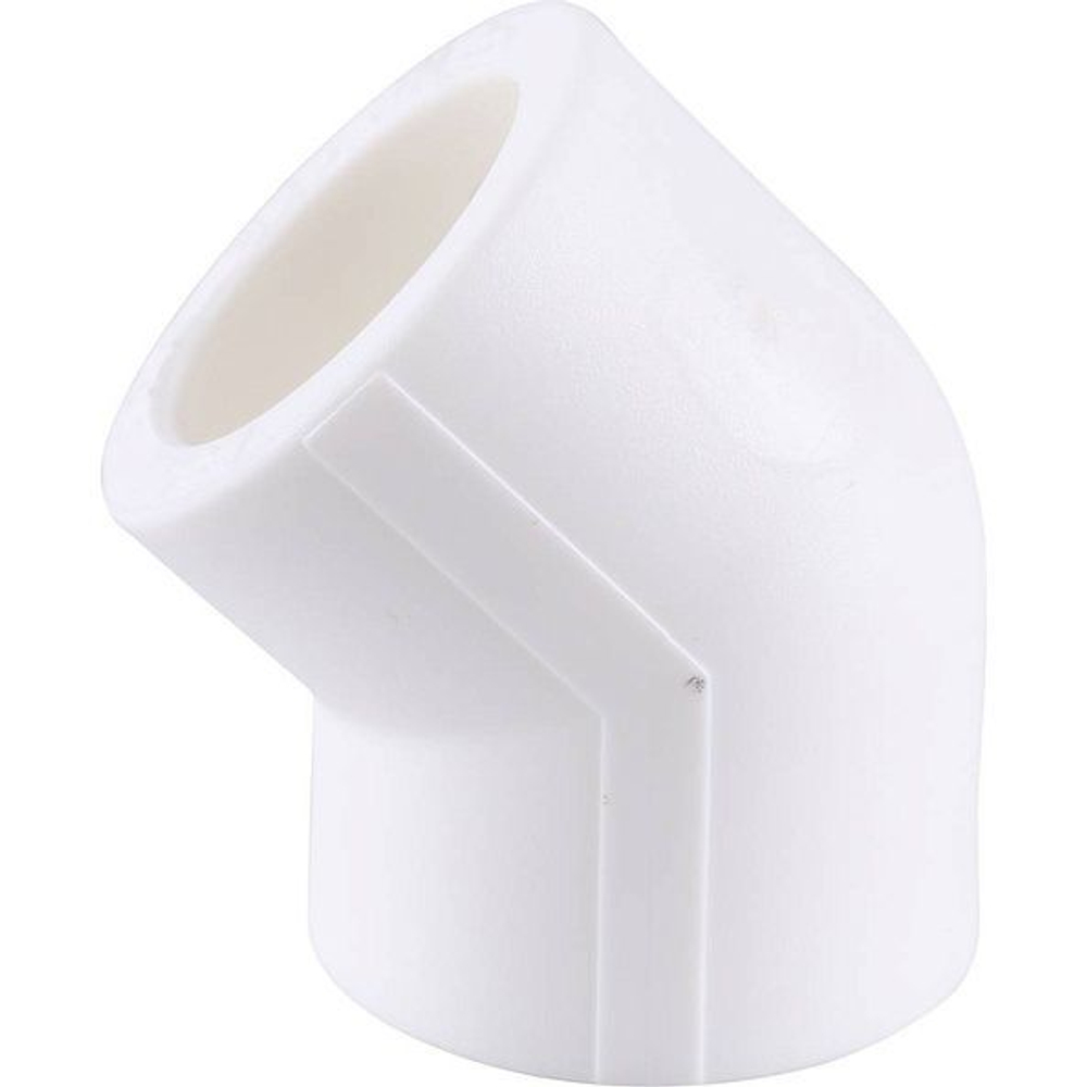 Угольник 75 мм, 45 град. полипропиленовый PP-R белый PN25