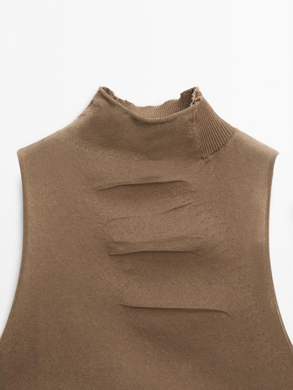 Massimo Dutti Хлопковый топ без рукавов, натуральный