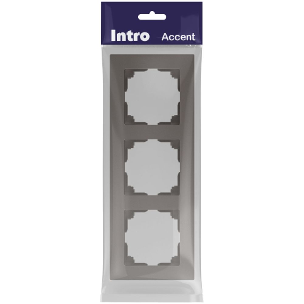 Рамка для розеток и выключателей Intro Accent 6-503-09 на 3 поста, СУ, титан | Intro