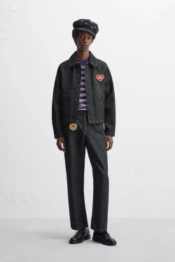 ZARA Х HARRY LAMBERT ДЖИНСОВАЯ КУРТКА, СИНИЙ