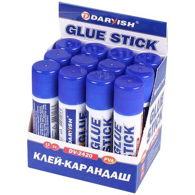 Клей-карандаш 21гр. в пластиковом корпусе с выдвигающимся стержнем (Darvish)
