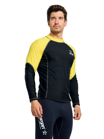 Футболка рашгард лонгслив Sargan Агидель UPF 50+ мужская черно-желтая