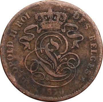2 сантима 1869-1909 Бельгия (надпись на французском DES BELGES)