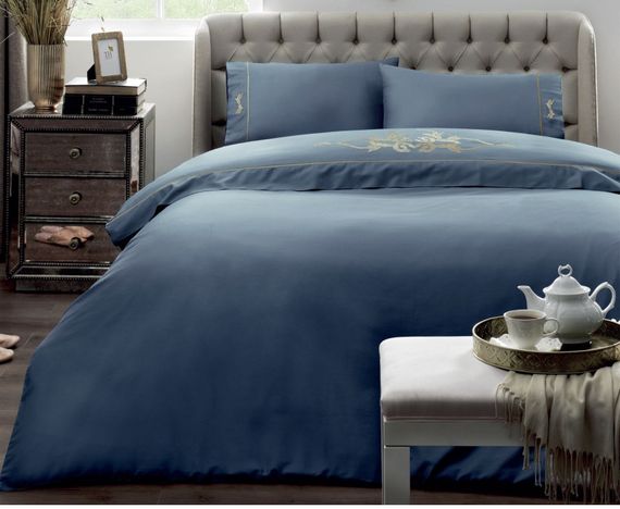 Постельное белье IMPERIAL голубой жаккард deluxe TIVOLYO HOME Турция