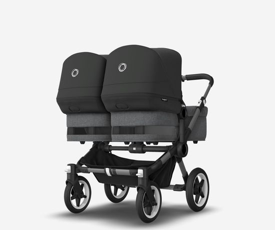 Коляска для двойни 2 в 1 Bugaboo Donkey 5 Twin Midnight black/Grey melange/Graphite