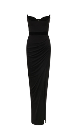 Вечернее платье из вискозы с отделкой из бархата