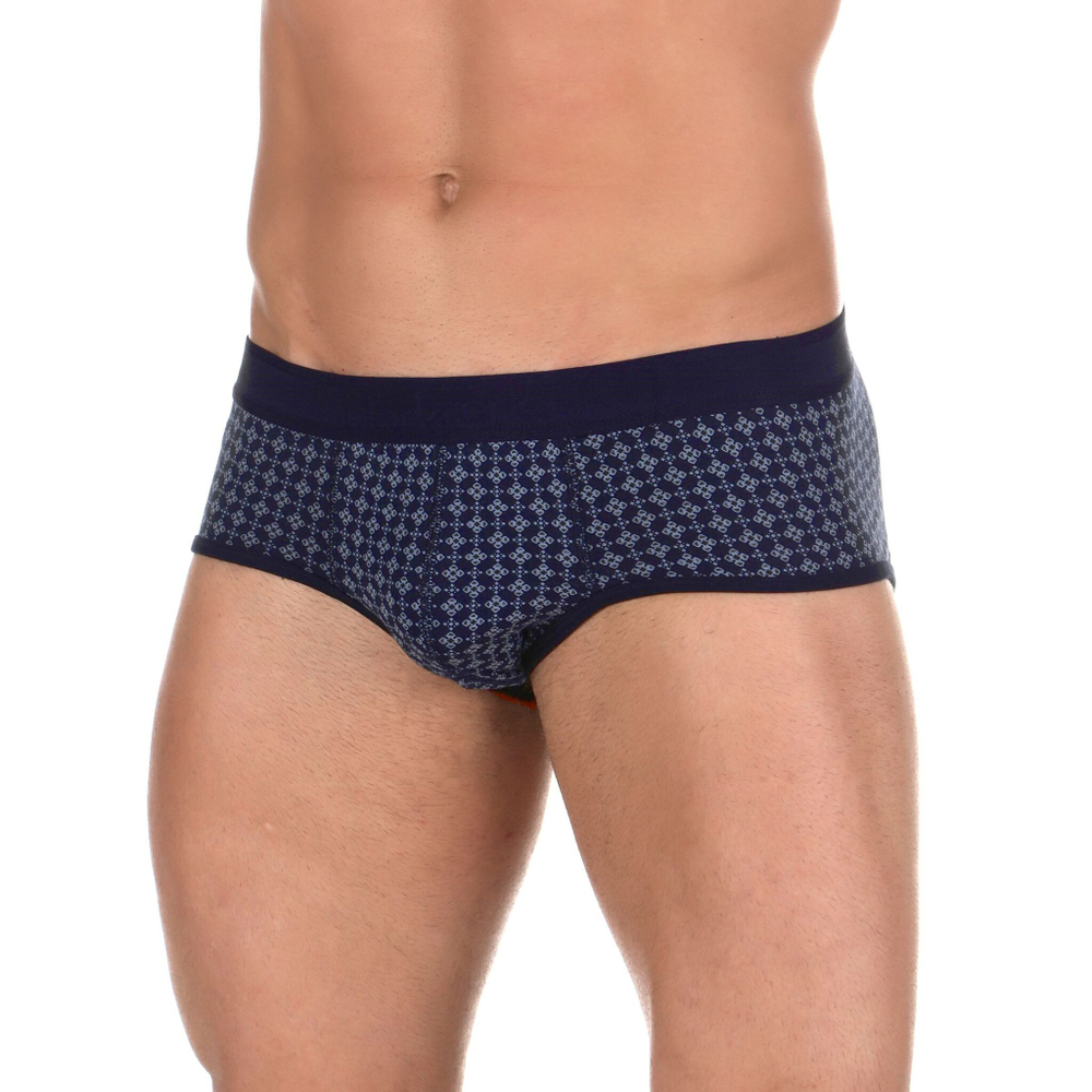 Темно-синие трусы-брифы с геометрическим принтом (Размер: L) (Цвет: темно-синий)