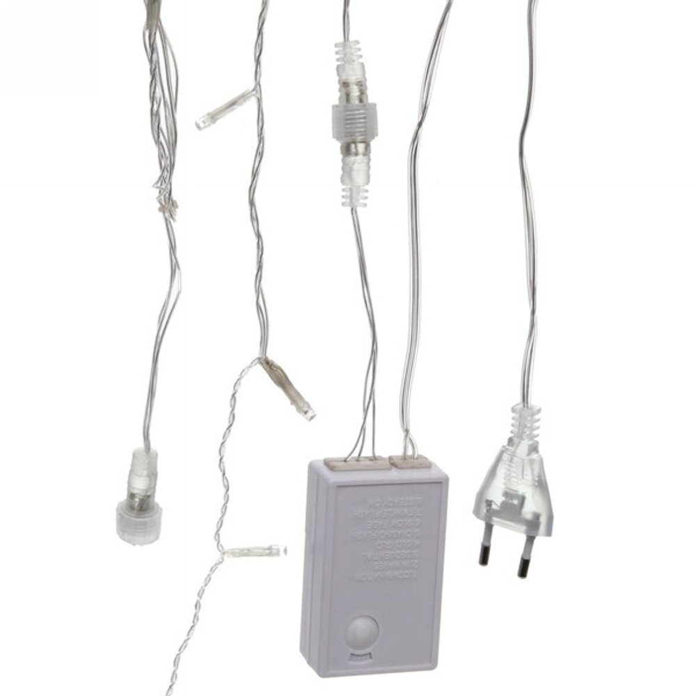 Гирлянда для улицы БАХРОМА ш3м* в40/60см 100 ламп LED, прозр. пров, 8 реж, IP-54, Красный (возможность соединения)