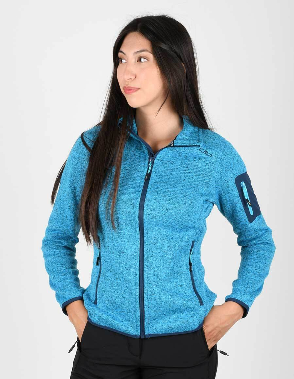 Толстовка флисовая CMP Women's Fleece Knit Tech 3H14746 Jacket, артикул 3H14746, цвет Azzurro/Lake (03LH)