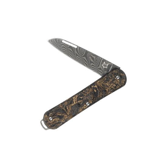 Нож Fox Knives FX-VPDAM130 DMGO Vulpis - нож складной, рук-ть Dark Matter карбон, клинок дамаск Damaststahl Super