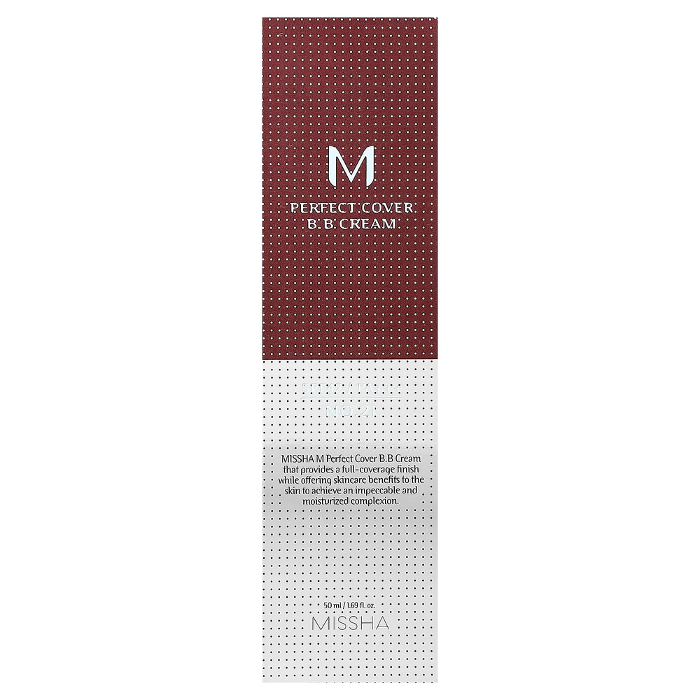 Missha, M Perfect Cover, BB-крем, SPF 42 PA+++, оттенок 21 светло-бежевый, 50 мл (1,7 унции)