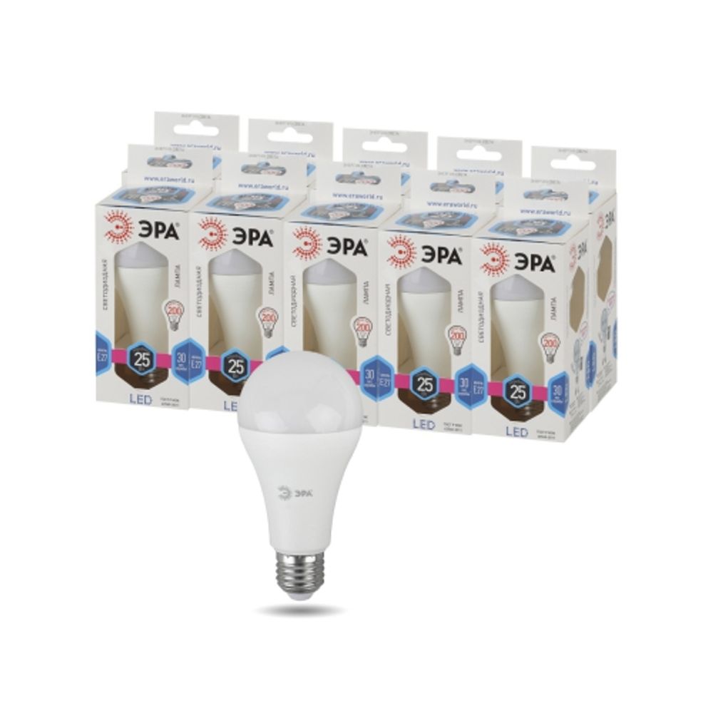 Лампа светодиодная ЭРА STD LED A65-25W-840-E27 25Вт груша нейтральный белый свет Е27 | Лампы cветодиодные Груша (A)