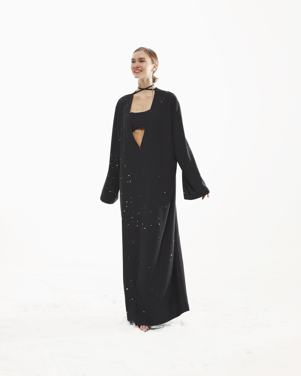 Платье со съемным лифом-бра черный