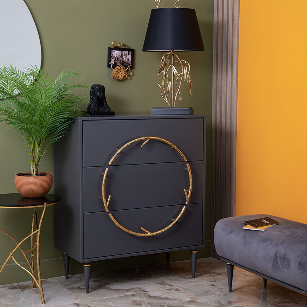 Комод Арт Классик с 3 ящиками Серый Амбер