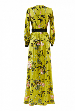 Хлопковое платье с цветочным принтом оливковое 15-01-20 SS