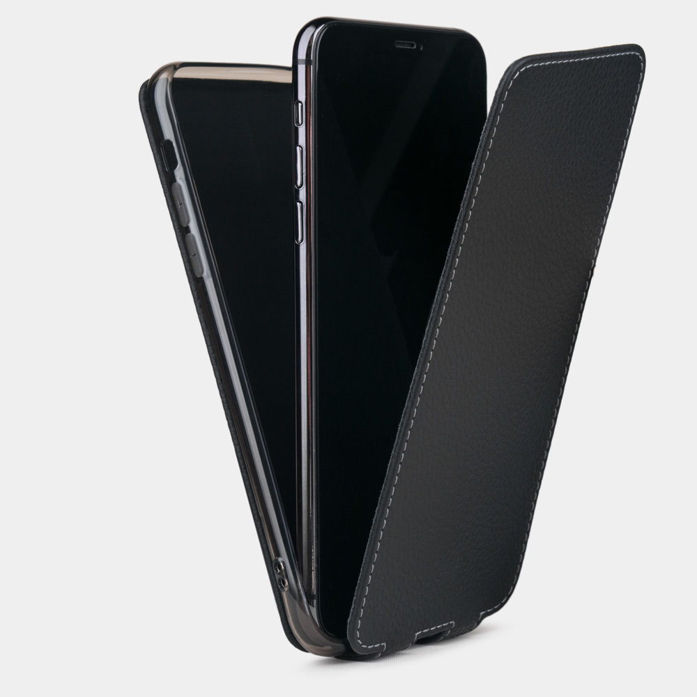Чехол кожаный для iPhone XS Max цвета черный мат