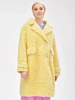 Шуба из шерсти мериноса чебурашка, желтая, SilverFox