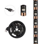 Лента светодиодная 5В, SMD2835, 4,8Вт/м, 60 LED/м, красный, 8мм, 1м, с USB коннектором, черная, IP65