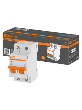 ВА47-63 2Р 63А 4,5кА х-ка С TDM Автоматический выключатель SQ0218-0016