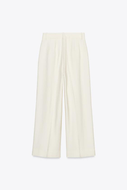 ZARA ЛЕГКИЕ БРЮКИ С ЗАЩИПАМИ — ZW COLLECTION, ЭКРЮ