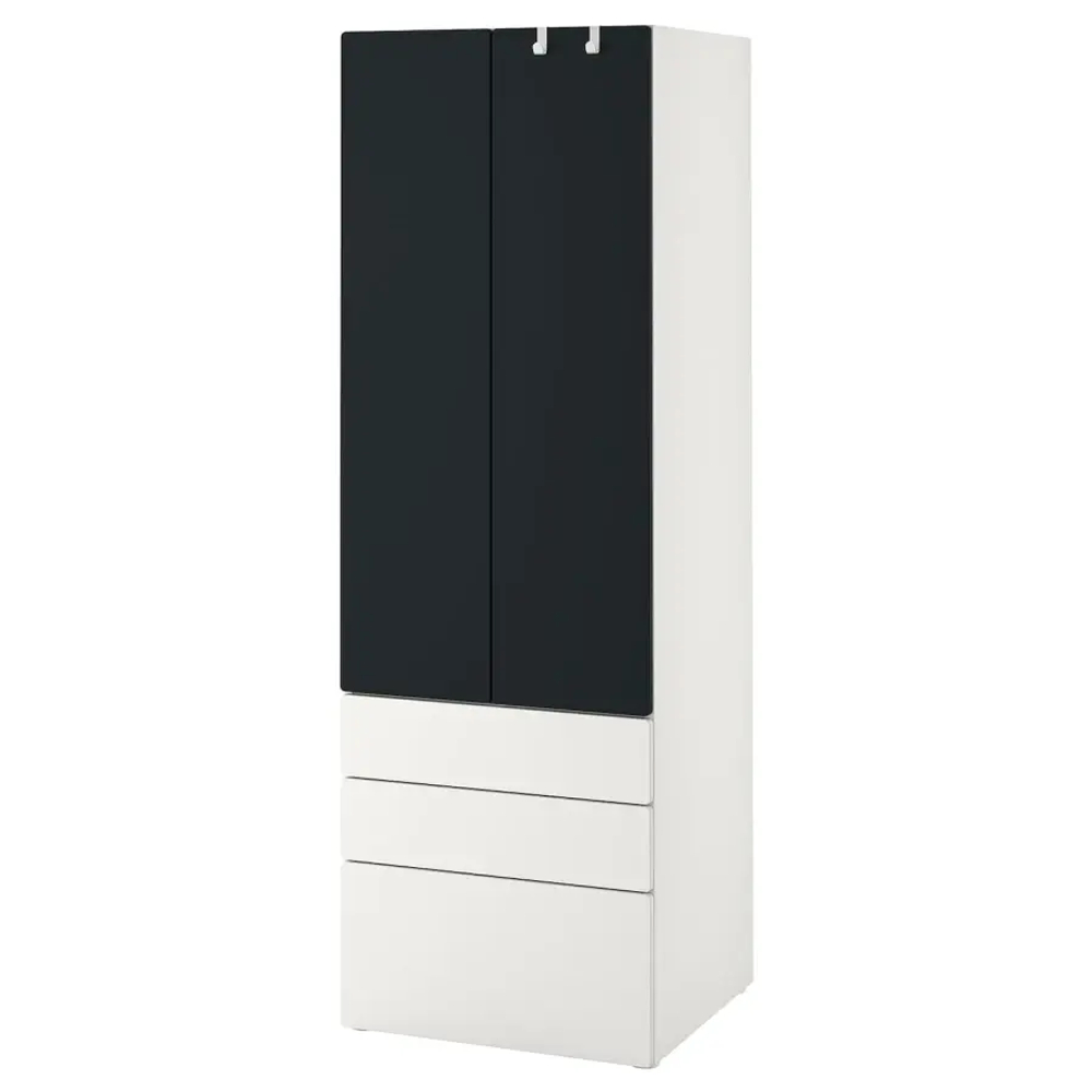 Шкаф детский - IKEA SMÅSTAD/SMASTAD, 60x42x181 см, белый/черный, СМОСТАД ИКЕА