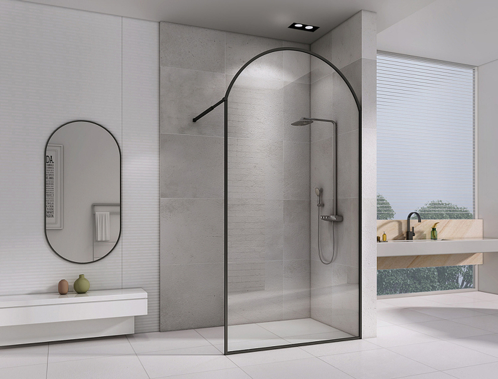 Душевая перегородка Abber Immer Offen 100 AG64100BN8 профиль Черный стекло прозрачное