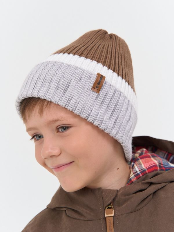 Шапка тыква из смесовой шерсти однослойная Колор блок 