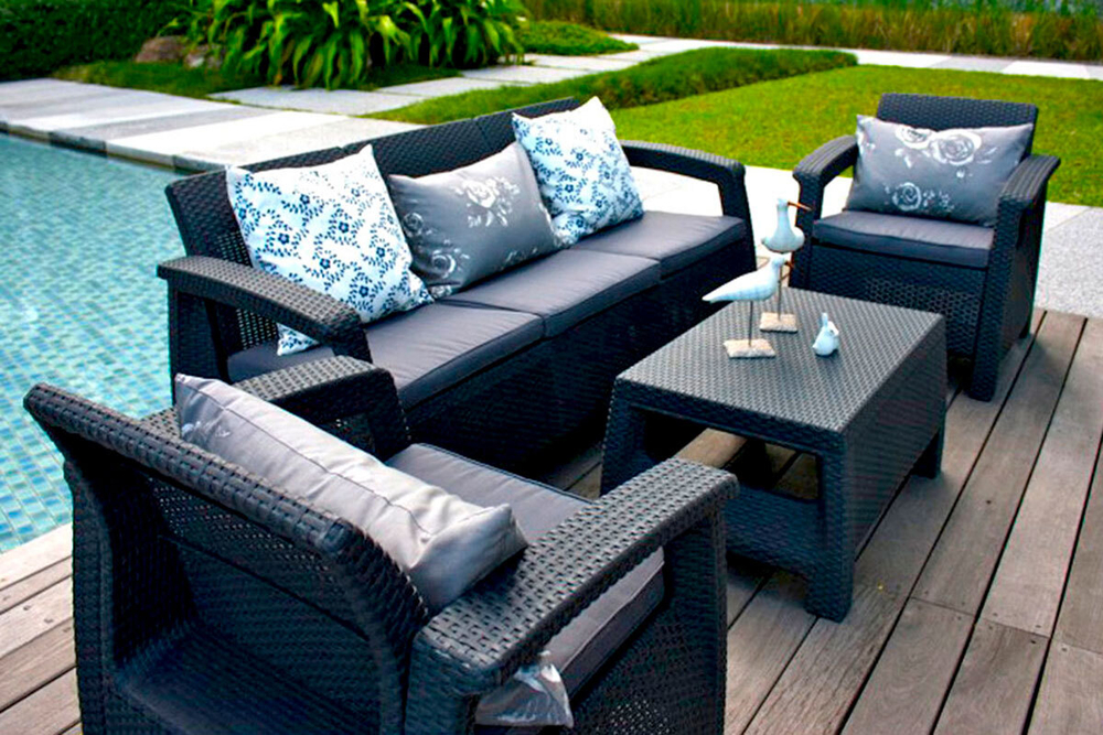 Комплект мебели Corfu Triple Set, серый